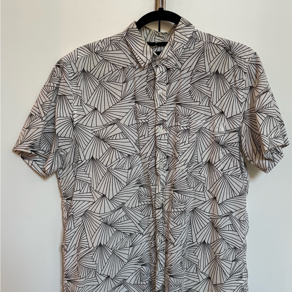 Topman Geometric Patterned Black and White Men's Shirt